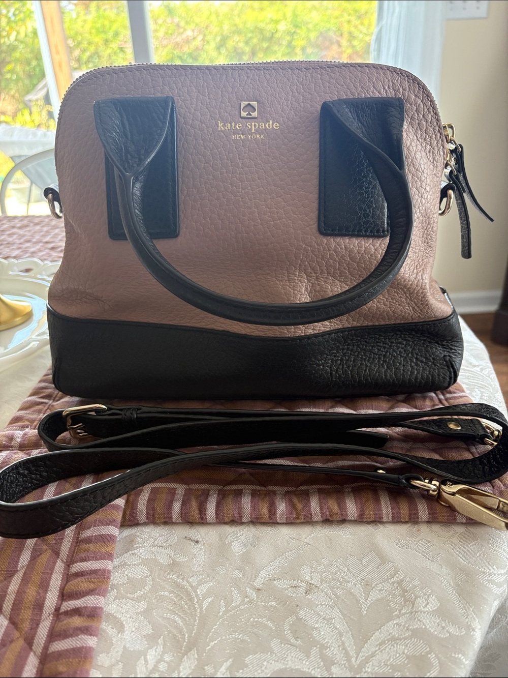 kate spade Two-Tone Pebbled Leather Satchel - Pink and Black